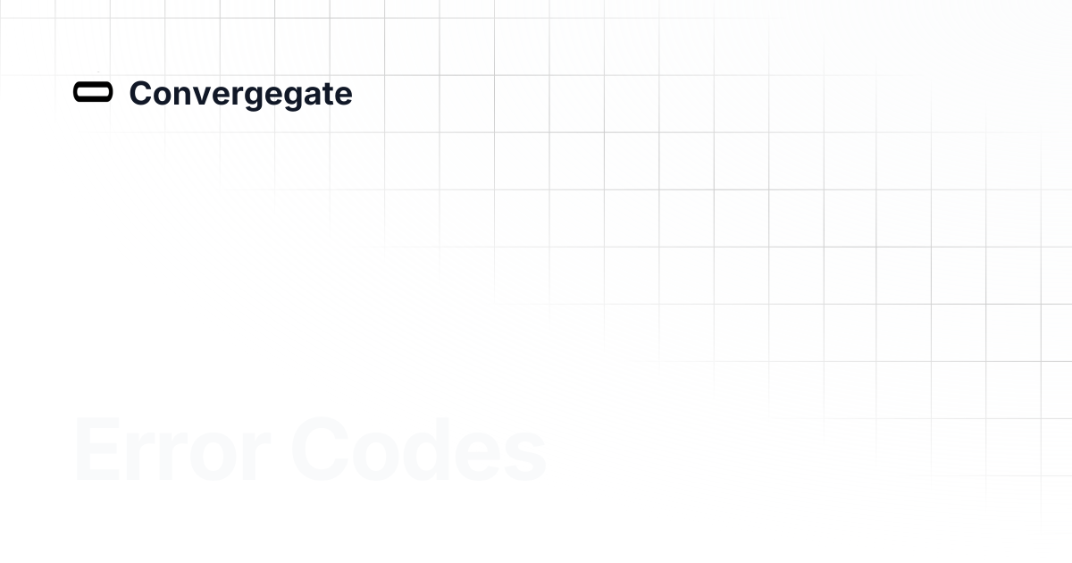 Error Codes | Convergegate